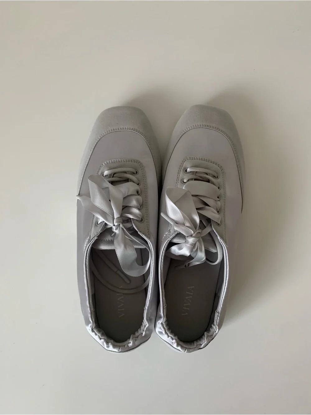 VIVAIA Square-Toe Lace-Up Satin Sneakerina (Cristina)